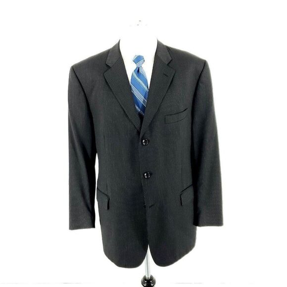 Brooks‎ Brothers 1818 Regent Wool 3 Button Suit Jacket 42R Gray Striped - Picture 3 of 10